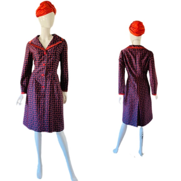 Vtg 60’s Mod Coat Dress Helga for Elizabeth Arden - Picture 2 of 7